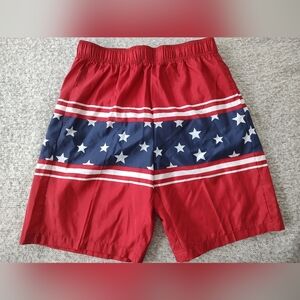 Trail Men Flag USA Large Red Blue White Stars Swim Trunks